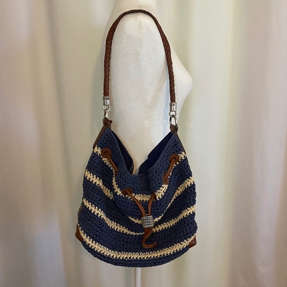 Brighton Sierra Raffia‎ Straw Hobo Bucket Bag - Picture 1 of 15